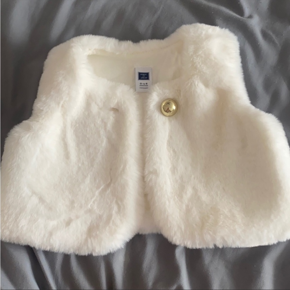 Girls Janie and Jack white fur vest